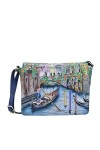 Anuschka Sac à main à bandoulière en cuir véritable pour femme - Extérieur peint à la main, Histoire vénitienne, taille uniqu