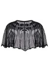 SPORTARC Vintage Boutique Châle rétro années 1920 avec perles et paillettes Noir + abricot