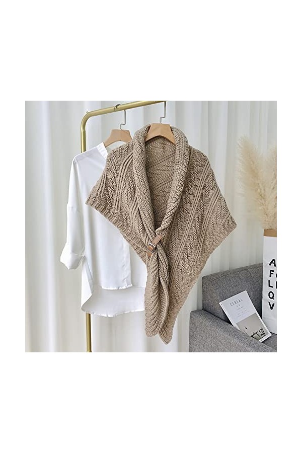 PYLTT Châle triangle, écharpe triangulaire avec boucle de sangle en polyuréthane, écharpe tricotée, châle triangle, écharpes 