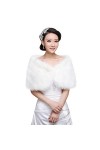 Châle Mariage de Hiver Femme Étole Châle de Mariée en Faux Fourrure Écharpes sur Robe Banquet Soirée Foulards Epaulière Veste
