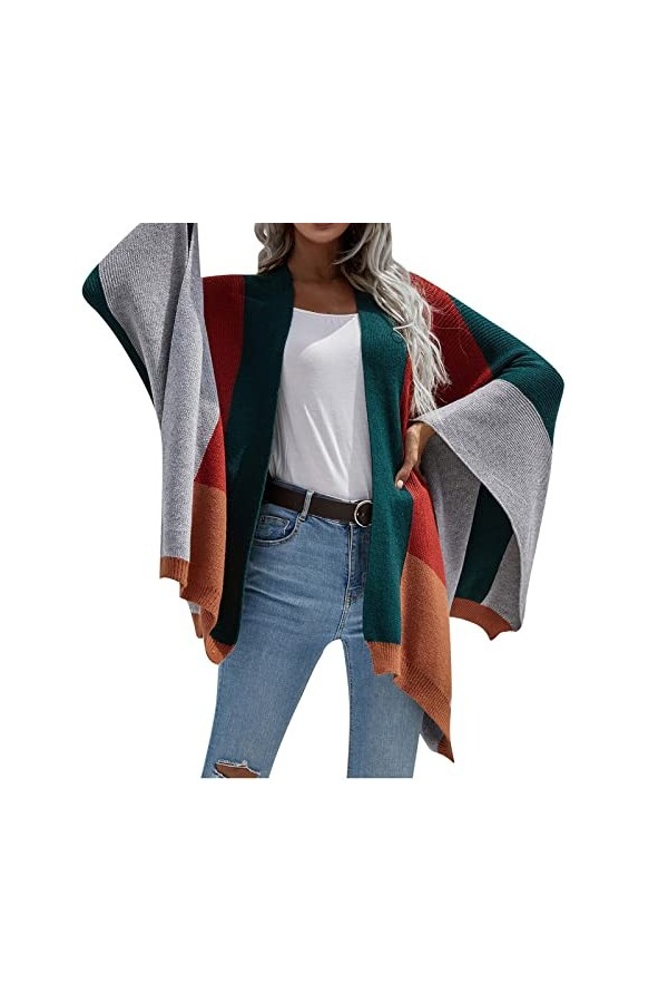 Susenstone Poncho Crochet pour Femmes - Pull Poncho à Polyvalent de Type Châle pour Femmes Élégant - Femme Pulls Cardigan Swe
