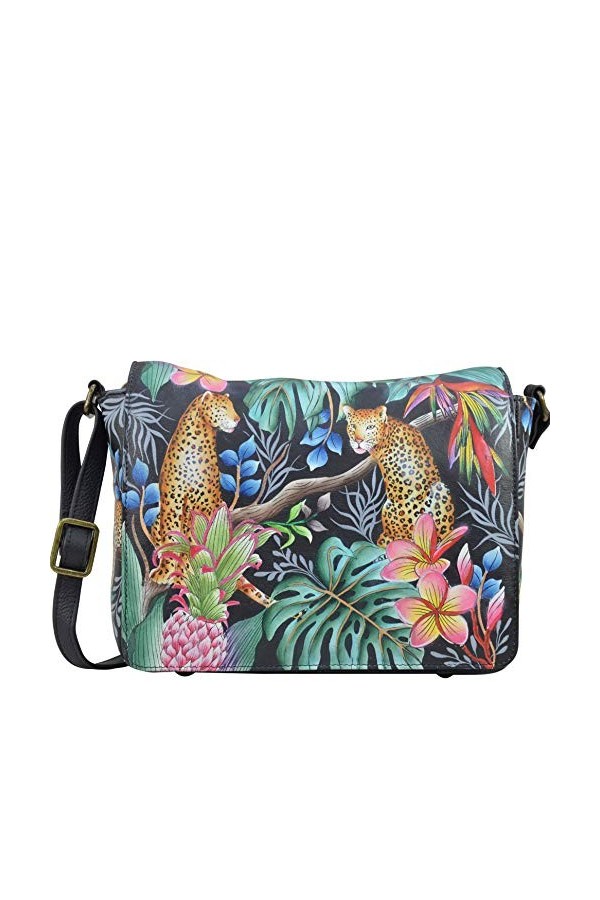 Anuschka Sac à main à bandoulière en cuir véritable pour femme - Extérieur peint à la main, Histoire vénitienne, taille uniqu