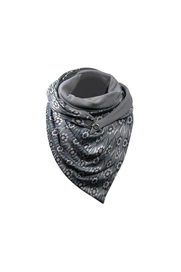 Susenstone Écharpe Femme Hiver Avec Bouton Vintage Foulards ÉLéGant Couleur Unie ÉCharpe Chaud Coton RéTro Automne Hiver Doux
