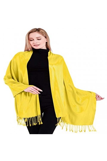 CJ Apparel Jaune Solide Couleur Unie Conception Népalaise Châle écharpe étole Wrap Secondes