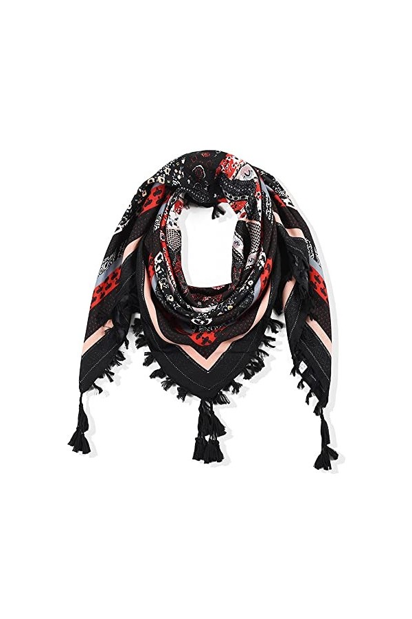 Nuofengkudu Femmes Rétro Floral Imprimé Foulards Echarpe Bohémien Style Grand Carré de Cou Chaud Châles Cape Couverture Scarf