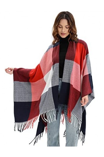 heekpek Echarpe Femme Châle Etole Écharpe Longues Grande Taille Echarpe Hiver Chaude Cape Doux Foulards Plaid Echarpe Vintage