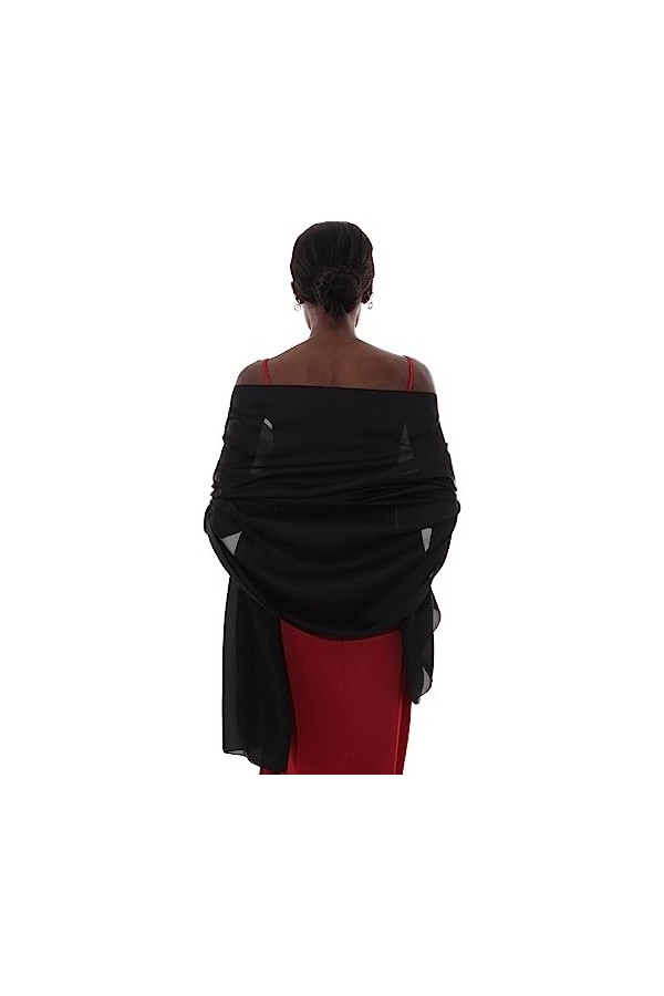 PIOYMEYA Chale Noir Etole Femme Mariage Echarpe Foulard pour Robe Soiree Grosse Echarpes et Foulards Pashmina