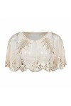 GIBZ Femme Sequin Châle et Wraps Élégant Soirée Cape Doux Cardigan 1920s Vintage Étole, Argent