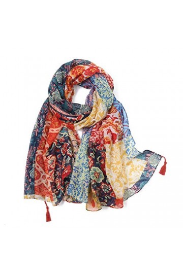 KAVINGKALY Écharpe Foulard Femme avec pompons élégants longs châles Pashmina Écharpes dhiver