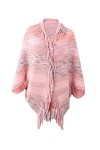 ABINGOO Poncho Femme Hiver Élégant Cape Femme Chaud Tricot Châle Rétro Cardigan Wrap Couverture Écharpe-Rose