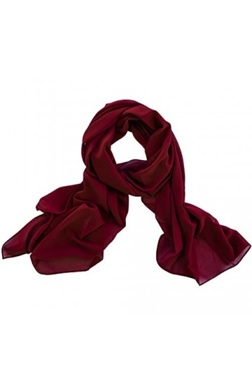 Dolce Abbraccio Foulard châle pour femme en mousseline de soie pour printemps, été, toute lannée Bordeaux