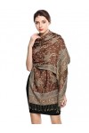 EASE LEAP Écharpe Pashmina pour Femme Châle Paisley Hijab de couleur chaude avec empiècements soyeux et sensation de luxe dan