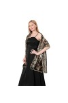GIBZ Châle à Paillettes Brodé pour Femme Mince Vintage Floral Étole avec Paillettes pour Robes de Soirée de Mariage, Or