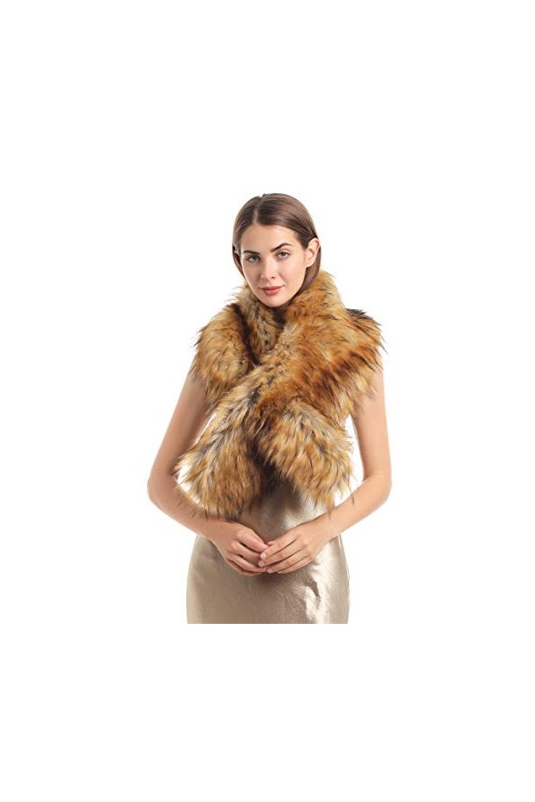 soul young Col Fausse Fourrure Femmes Hiver Dames Echarpe Etoles Châle Nature 