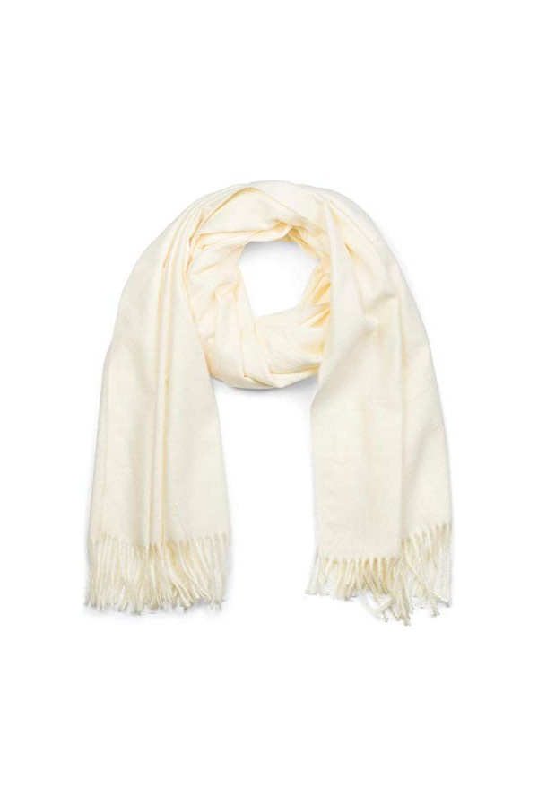 styleBREAKER Écharpe unie douce avec des franges, châle dhiver, étole, foulard, unisexe 01017104, couleur:Crème