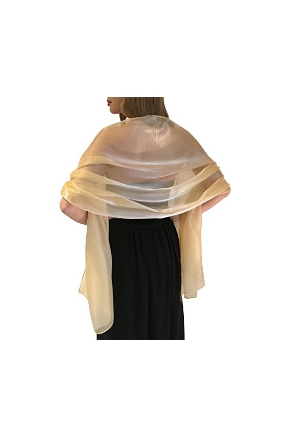 Central Chic Belle Écharpe Châle Étole - Brilliante - Cérémonies Fêtes Mariage - Plein De Couleurs Or Champagne 