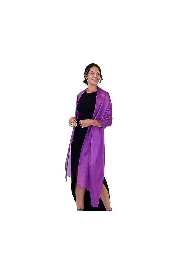 BlackButterfly Métal Étincelle Mariée Mariage Sortie Soirée Chale Pashmina Portefeuille Violet vif, 70CM X 230CM 