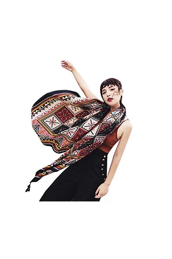 Femmes Châle de Plage Bohême Anti-UV Coupe-Vent Rétro Boléro Tunique Imprimé Floral Longue Cardigan Coton Respirant dÉté Rob