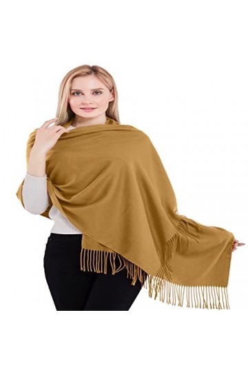 CJ Apparel Or Épaisse Solide Couleur Unie Conception Népalaise Châle écharpe étole Wrap Châles Pashminas Nouvelle