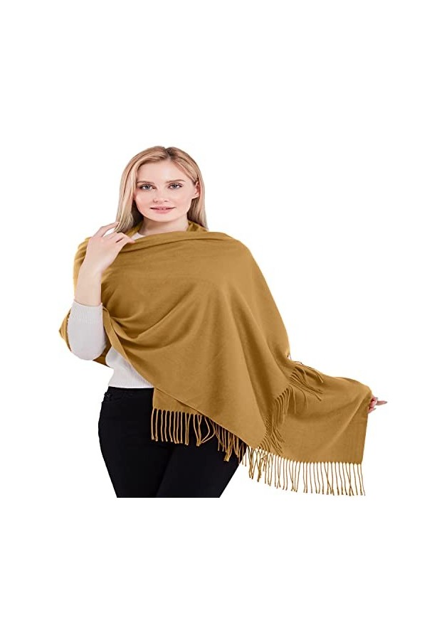 CJ Apparel Or Épaisse Solide Couleur Unie Conception Népalaise Châle écharpe étole Wrap Châles Pashminas Nouvelle