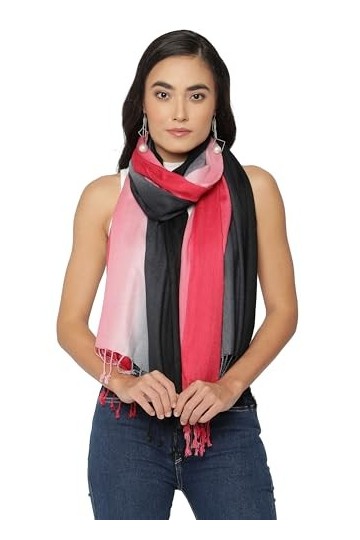 ALLEN & MATE Écharpe châle pashmina douce fabriquée à la main pour femme dans des couleurs unies, Magenta/noir ombré, taille 