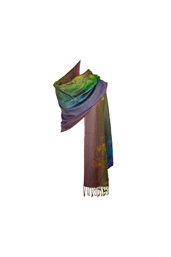 itendance Etole écharpe Pashmina et Soie - Motifs Roses Taille unique, Gris Multicolore 