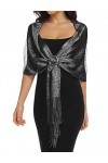 Rheane Châles métalliques étincelants avec boucle pour robes de soirée, fête de mariage, I. Noir/argent avec boucle noire , 