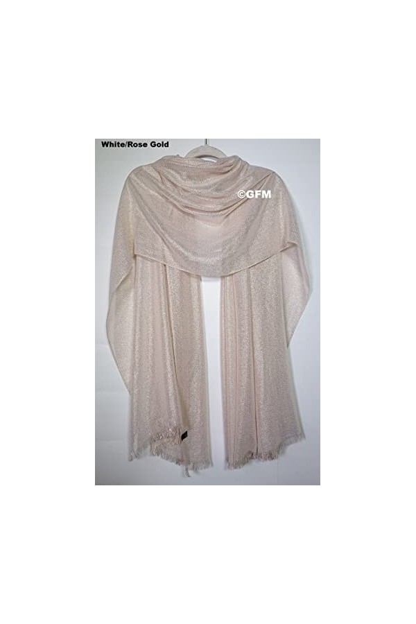 GFM Écharpe de soirée scintillante pour femme, or rose blanc- SCF-X17-sfdrsn 