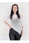 Mimosa Femme Poncho Petit en Dentelle Extensible Resille Crochet Chauve-Souris Aile Taille Unique, Ivory-Silver 