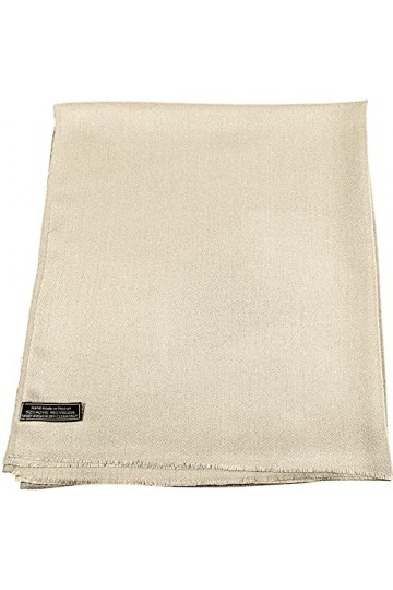 CJ Apparel Champagne Echarpe de Pashmina en Châle Népalaise Solide Couleur Unie Conception Wrap Étole Secondes