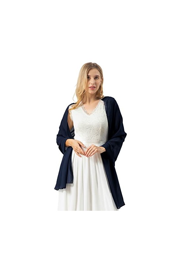 Bridesmay Femme écharpe Châle Foulard Etole Pashmina en Mousseline unicolore pour Robe de Soirée Mariage Mariée Cérémonie Coc