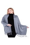 CJ Apparel Bleu Gris Solide Couleur Unie Conception Népalaise Châle écharpe étole Wrap Châles Pashminas Nouvelle
