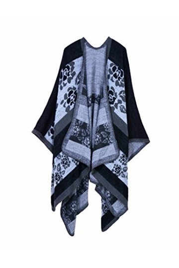 EMMA Femmes Oversize Hiver Poncho Tête Cardigan Couverture Châle Écharpe Plaid Pull