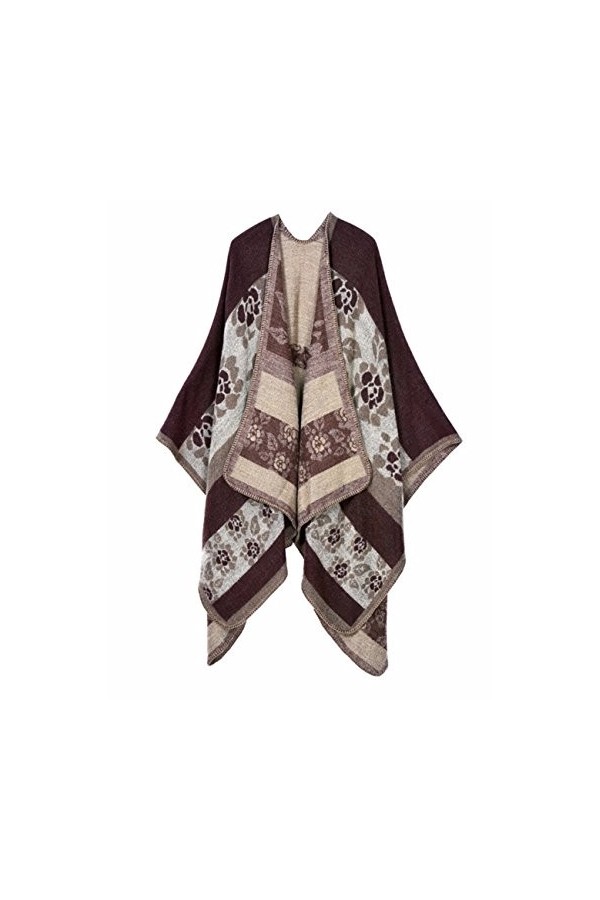 EMMA Femmes Oversize Hiver Poncho Tête Cardigan Couverture Châle Écharpe Plaid Pull