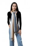 ALLEN & MATE Écharpe châle pashmina douce fabriquée à la main pour femme dans des couleurs unies, Moka/gris froid ombré, tail