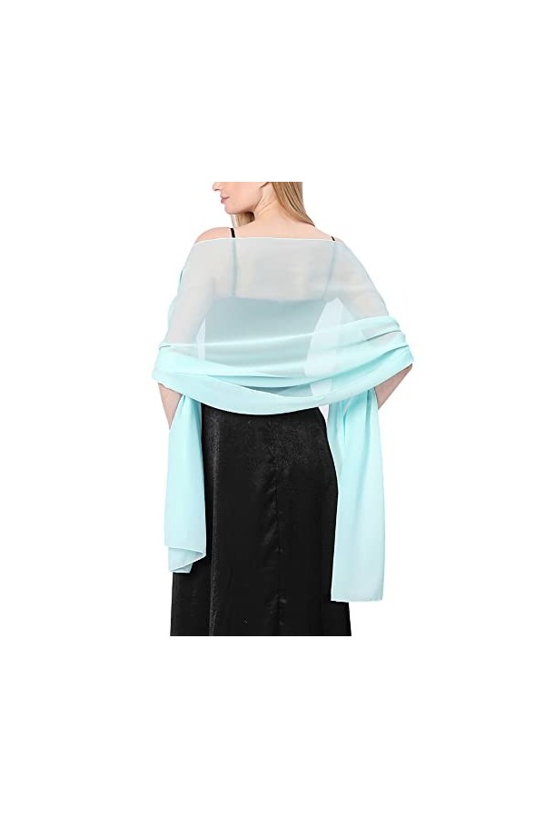 Chale Femme Elegant Mousseline Etoles Femme et doux tulle Mousseline de soie Echarpes Mariage Soirée de gala Foulard