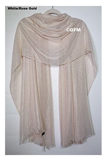 GFM Écharpe de soirée scintillante pour femme, or rose blanc- SCF-X17-sfdrsn 