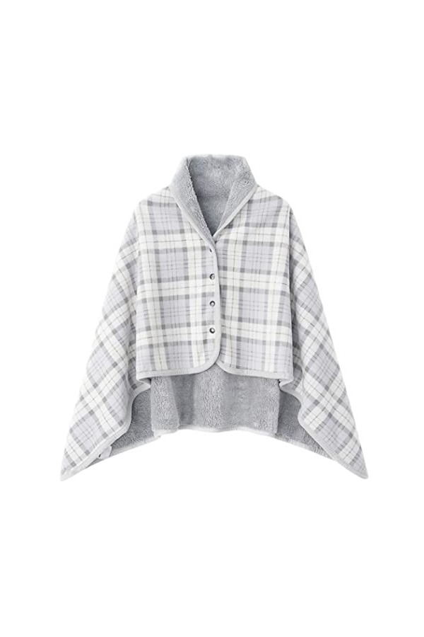 Buicare Poncho Femme Cape Cardigan en Flanelle Châle Ouvert Devant à Boucles Écharpe Couverture Chaude Automne/Hiver Châleure