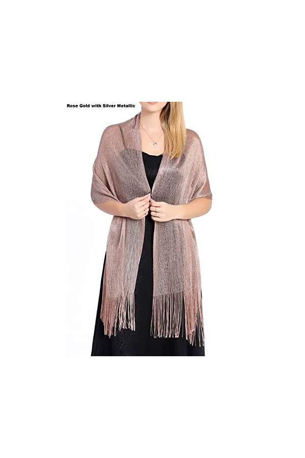 GFM® Écharpe scintillante en maille scintillante pour mariage, soirée, demoiselle dhonneur, bal MSH1 , Msh1-rsnch-or rose, 