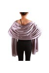 Petalum Châle de Soie Femme Style Noble Élégant Couleur Unie Mi-Longue Pour Cérémonies Mariage Cocktail Soirée Fête mauve-gr