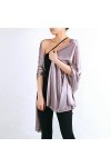 Petalum Châle de Soie Femme Style Noble Élégant Couleur Unie Mi-Longue Pour Cérémonies Mariage Cocktail Soirée Fête mauve-gr
