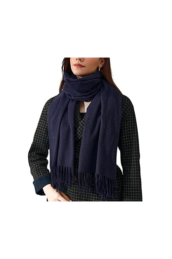 Femme Écharpe Tissée Grande Écharpe Longue en Imitation Cachemire Large Écharpe Etoleavec Franges Élégante Écharpe dhiver Mo