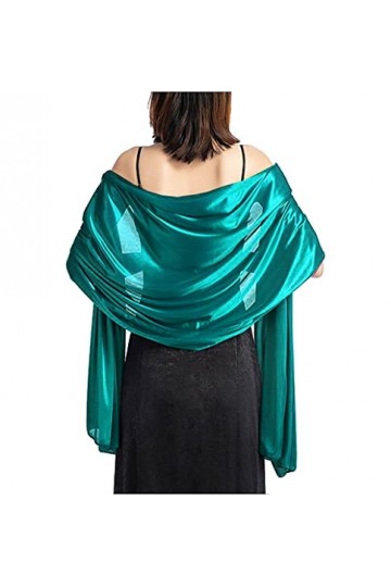 GFM® Echarpe en mousseline de soie satinée au mousseline de soie pour épouses nuptiales de mariée- vert sarcelle- .SLKLUX-TL