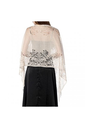 Châle en dentelle à fleurs avec franges, robe de demoiselle dhonneur en maille douce pour femme, champagne, taille unique
