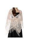 Châle en dentelle à fleurs avec franges, robe de demoiselle dhonneur en maille douce pour femme, champagne, taille unique