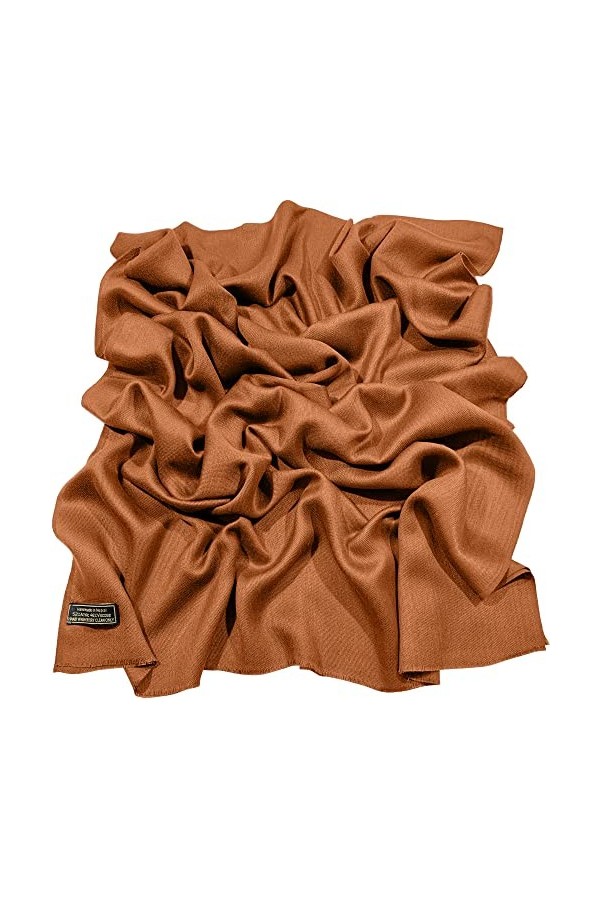 CJ Apparel Foulard à franges Seconds couleur unie - Pashmina, orange brûlé, taille unique