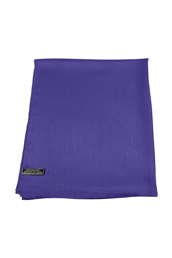 CJ Apparel Écharpe à franges népalaises - Couleur unie - Pashmina, Bleu fédéral, taille unique