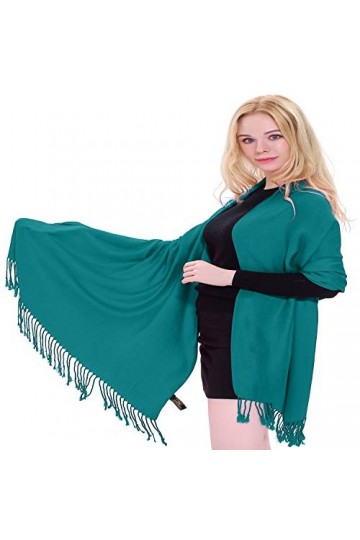 CJ Apparel Teal Vert Solide Couleur Unie Conception Népalaise Châle écharpe étole Wrap Châles Pashminas Nouvelle