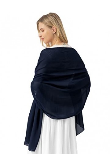 Bridesmay Femme écharpe Châle Foulard Etole Pashmina en Mousseline unicolore pour Robe de Soirée Mariage Mariée Cérémonie Coc