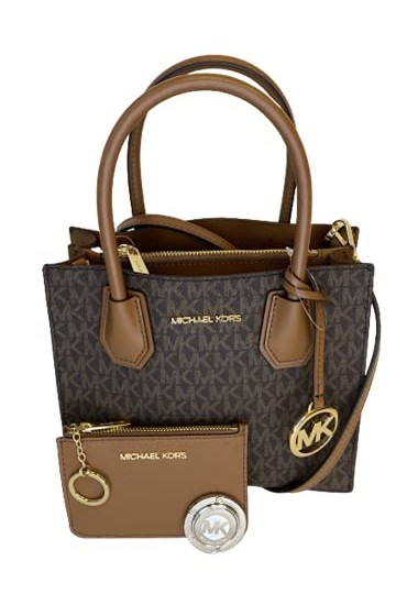 Michael Kors Michael Kors Mercer MD Messenger Bundle SM TZ Crochet porte-monnaie, Signature Vanille/Rose